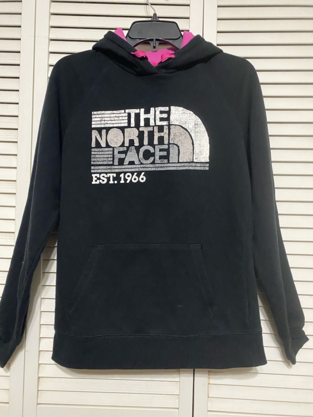 The North Face Black Hoodie with Pink Hood Lining